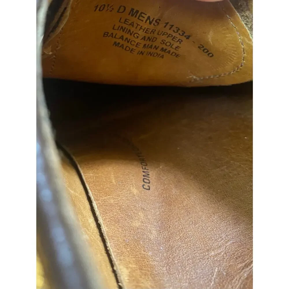 Florsheim brown leather long wingtip brogue oxford shoes mens 10.5